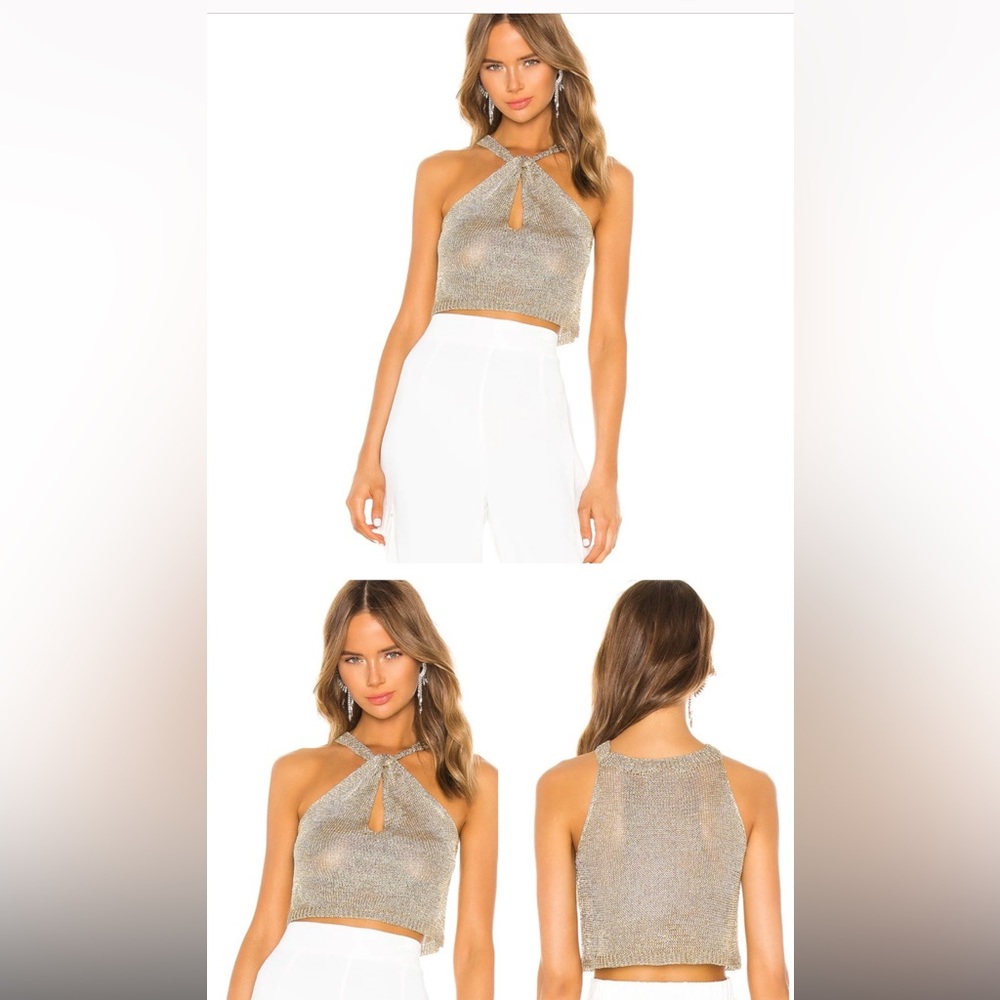 Superdown Marianna Halter Top in Gold Sz S Revolve